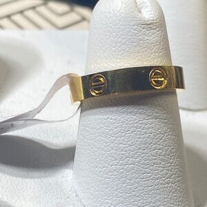 Gold Tone  Design Love Ring Size 6